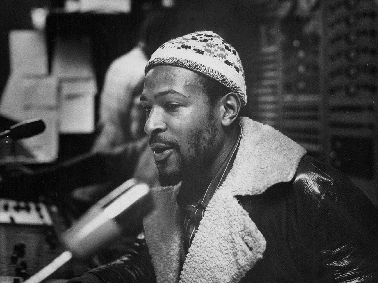 Marvin Gaye at the Motown console in 1971. Photo by Gordon Staples and courtesy of Motown Records.